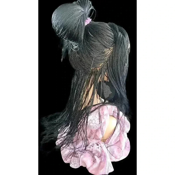 Micro Braids Full Lace Closure Wig in Black Handcrafted, Lightweight. Yassine - Picture 3 of 15